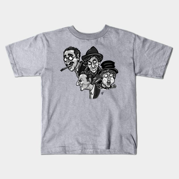 The 4 Marx Brothers Kids T-Shirt by UzzyWorks